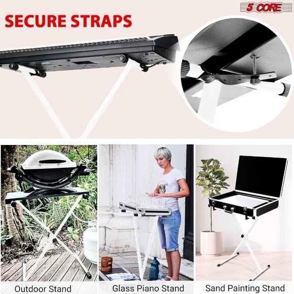 Keyboard Stand Single X Style Adjustable Lift Piano Riser For 49To88 Keys White - Picture 7 of 7